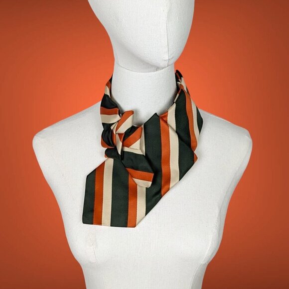 Ogsplosh Green, Orange And Cream Striped Casual Ascot Tie For Men And Women. NEW - Picture 1 of 8